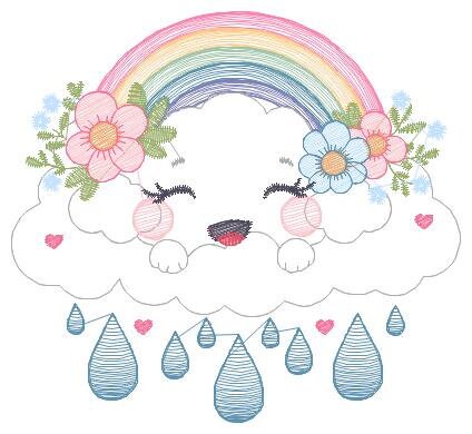 Cloud embroidery design - rainbow embroidery designs machine embroidery pattern - sky embroidery file - kid embroidery rainbow fill stitch Marcia Embroidery