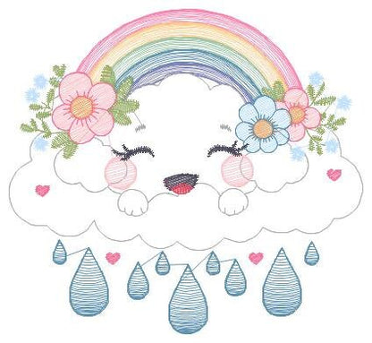 Cloud embroidery design - rainbow embroidery designs machine embroidery pattern - sky embroidery file - kid embroidery rainbow fill stitch Marcia Embroidery