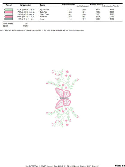 Butterfly embroidery design - Delicate Flowers embroidery designs machine embroidery pattern - Towel embroidery file - instant download pes Marcia Embroidery