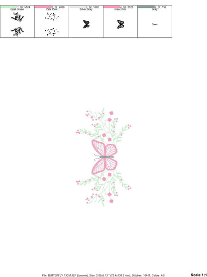 Butterfly embroidery design - Delicate Flowers embroidery designs machine embroidery pattern - Towel embroidery file - instant download pes Marcia Embroidery