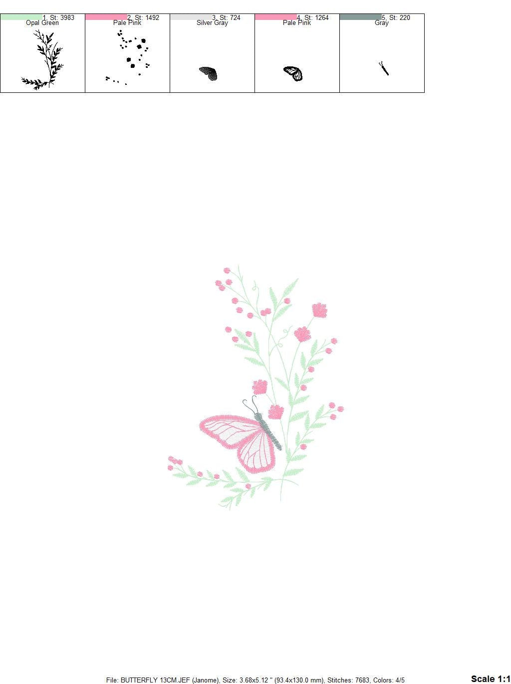 Butterfly embroidery design - Delicate Flowers embroidery designs machine embroidery pattern - Towel embroidery file - instant download pes Marcia Embroidery