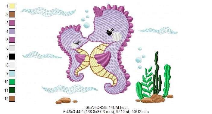 Seahorse embroidery design - Sea Animal embroidery designs machine embroidery pattern - Ocean animal embroidery file - instant download pes