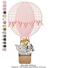 Charger l&#39;image dans la galerie, Animal embroidery designs - Hot air balloon embroidery design machine embroidery pattern - Safari embroidery file - Elephant Giraffe Fox pes
