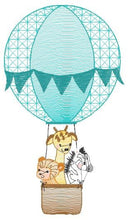 Load image into Gallery viewer, Animal embroidery designs - Hot air balloon embroidery design machine embroidery pattern - Safari embroidery file - Elephant Giraffe Fox pes
