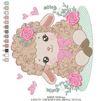 Cargar imagen en el visor de la galería, Sheep embroidery design - Lamb embroidery designs machine embroidery pattern - baby girl embroidery file - newborn embroidery sheep design
