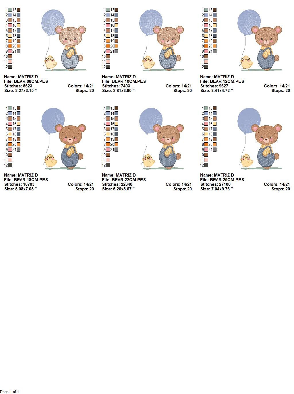 Balloon embroidery designs - Bear with balloons embroidery design machine embroidery pattern - Birthday embroidery file - instant download Marcia Embroidery