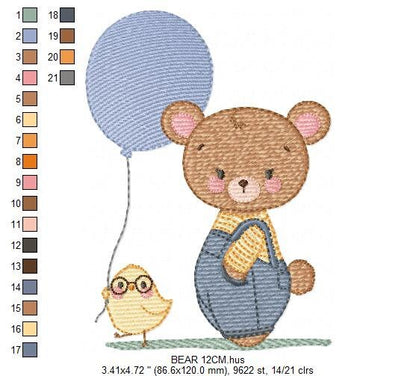 Balloon embroidery designs - Bear with balloons embroidery design machine embroidery pattern - Birthday embroidery file - instant download Marcia Embroidery