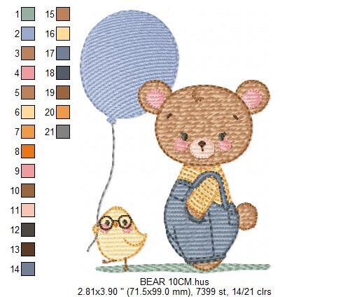 Balloon embroidery designs - Bear with balloons embroidery design machine embroidery pattern - Birthday embroidery file - instant download Marcia Embroidery
