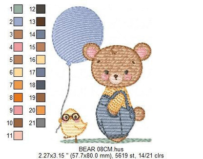 Balloon embroidery designs - Bear with balloons embroidery design machine embroidery pattern - Birthday embroidery file - instant download Marcia Embroidery