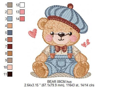 Bear embroidery designs - Baby boy embroidery design machine embroidery pattern - Cute Teddy Bear embroidery file - instant download pes jef