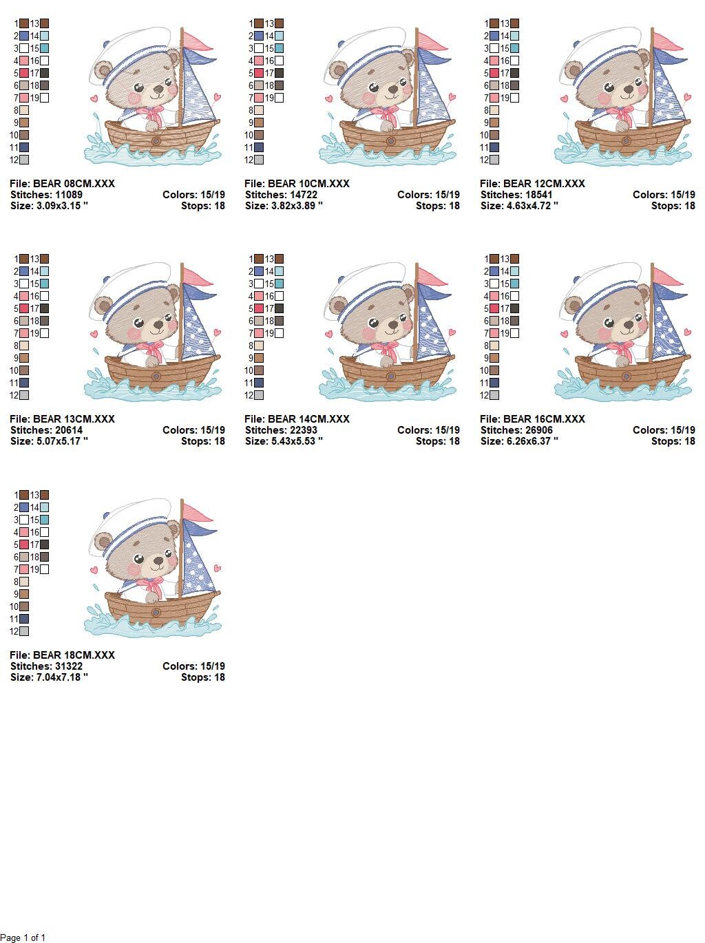 Bear embroidery designs - Sailor embroidery design machine embroidery pattern - Sailor bear with bunny - Teddy embroidery nautical boat