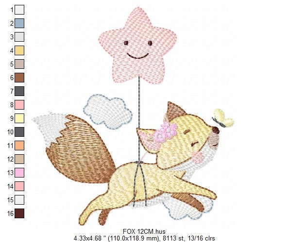 Fox embroidery designs - Hot air balloon embroidery design machine embroidery pattern - Animal embroidery file - woodland animals download Marcia Embroidery