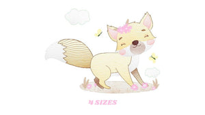 Fox embroidery designs - Woodland animal embroidery design machine embroidery pattern - Baby girl embroidery file - instant download pes jef