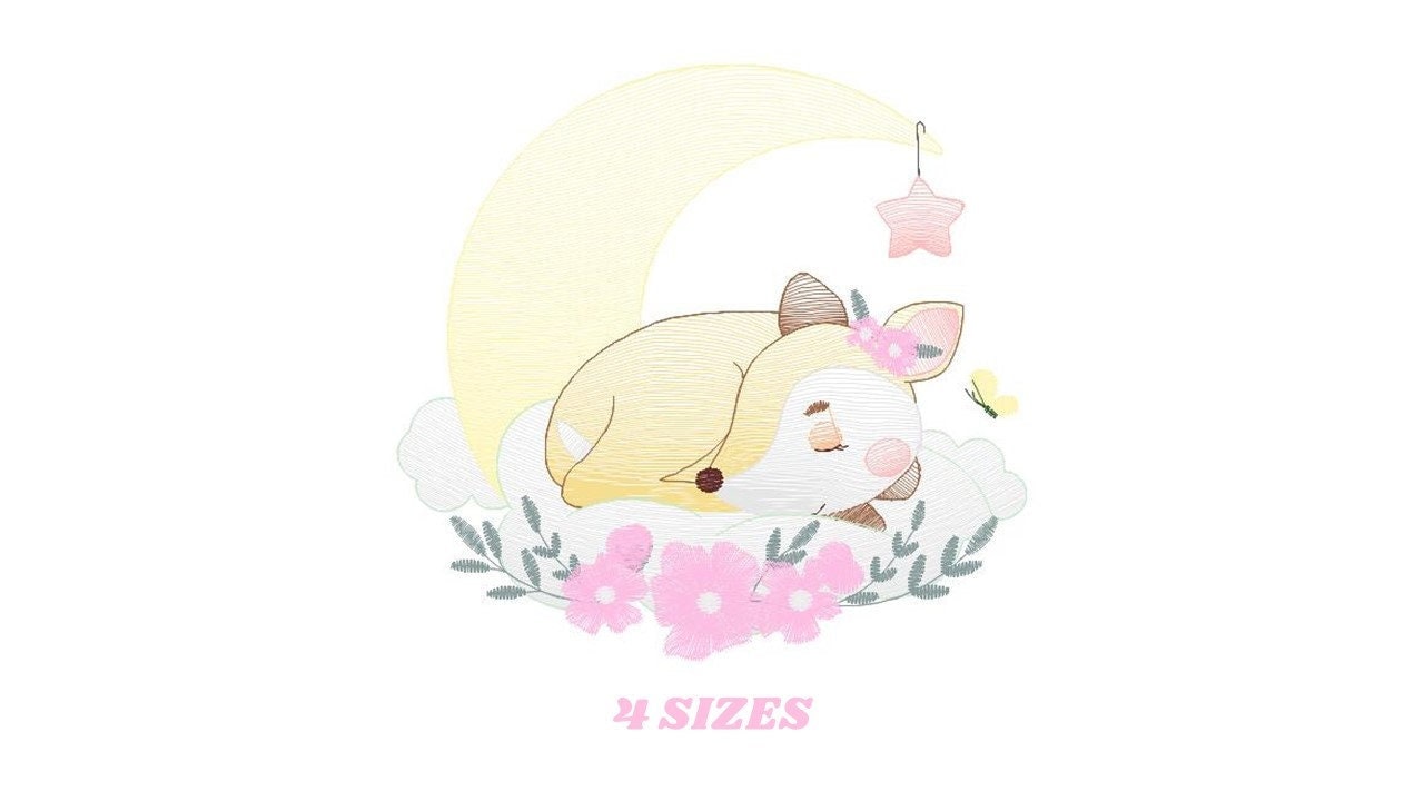 Fox embroidery designs - Woodland animal moon embroidery design machine embroidery pattern - Baby girl embroidery file - instant download Marcia Embroidery