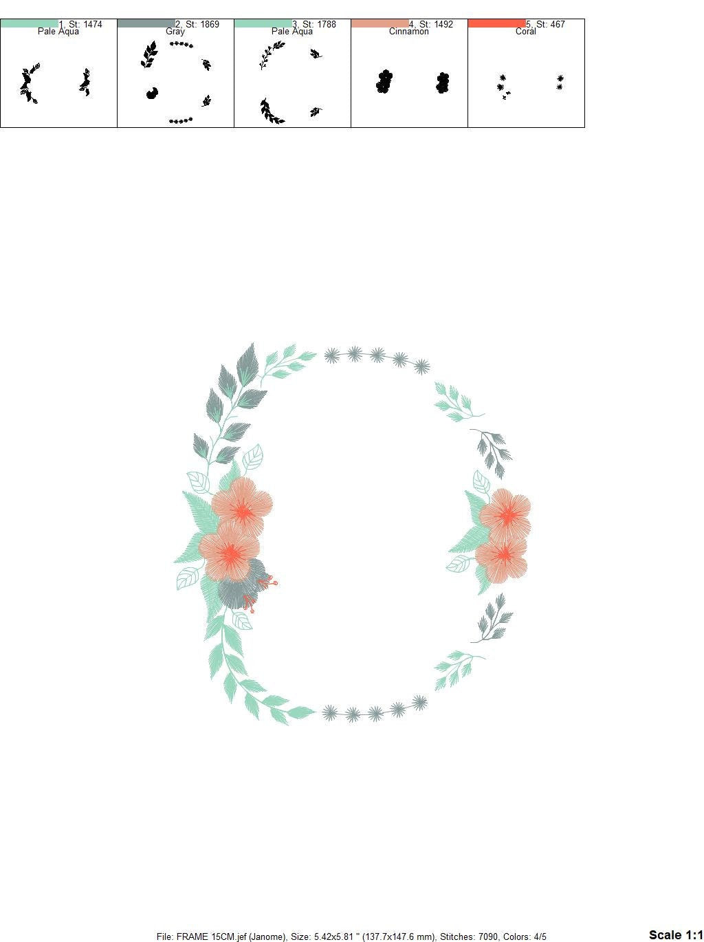 Monogram Frame embroidery designs - Floral Laurel Flower machine embroidery pattern - Rose wreath file - Instant download Marcia Embroidery