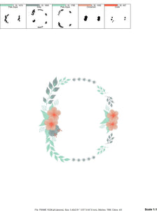 Monogram Frame embroidery designs - Flower embroidery design machine embroidery pattern - Rose wreath embroidery file - instant download