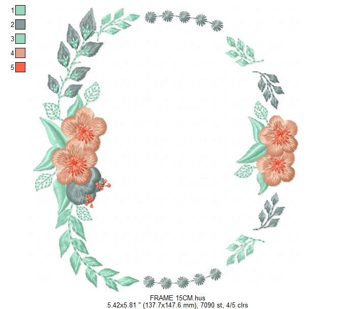 Monogram Frame embroidery designs - Floral Laurel Flower machine embroidery pattern - Rose wreath file - Instant download Marcia Embroidery