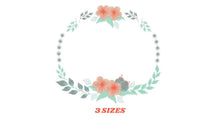 Cargar imagen en el visor de la galería, Monogram Frame embroidery designs - Flower embroidery design machine embroidery pattern - Rose wreath embroidery file - instant download
