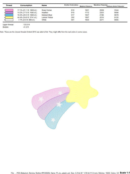 Falling Star embroidery designs - Star with Rainbow embroidery design machine embroidery pattern - Baby girl embroidery file - pes download Marcia Embroidery