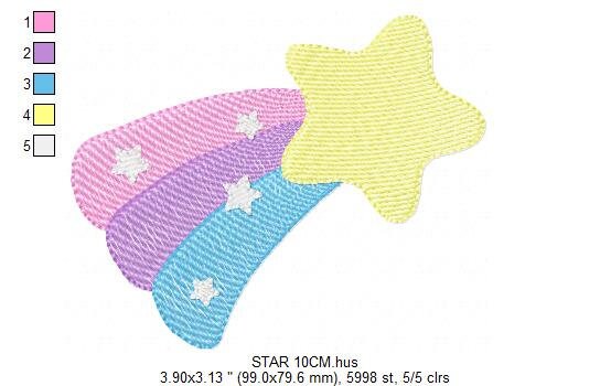 Falling Star embroidery designs - Star with Rainbow embroidery design machine embroidery pattern - Baby girl embroidery file - pes download Marcia Embroidery