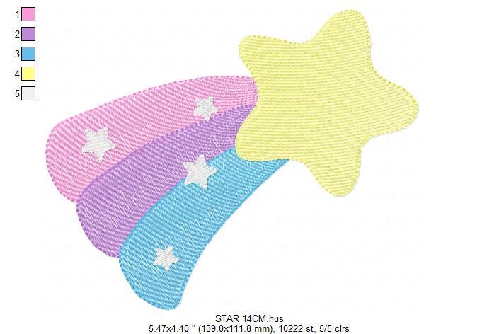 Falling Star embroidery designs - Star with Rainbow embroidery design machine embroidery pattern - Baby girl embroidery file - pes download Marcia Embroidery