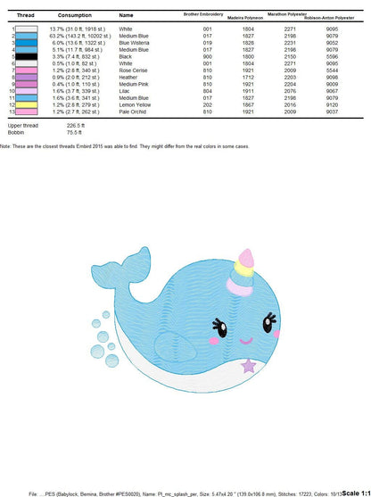 Unicorn Whale embroidery designs - Unicorn embroidery design machine embroidery pattern - Ocean embroidery file - sea animal embroidery pes Marcia Embroidery