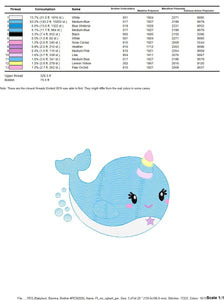 Unicorn Whale embroidery designs - Unicorn embroidery design machine embroidery pattern - Ocean embroidery file - sea animal embroidery pes