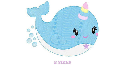 Unicorn Whale embroidery designs - Unicorn embroidery design machine embroidery pattern - Ocean embroidery file - sea animal embroidery pes Marcia Embroidery