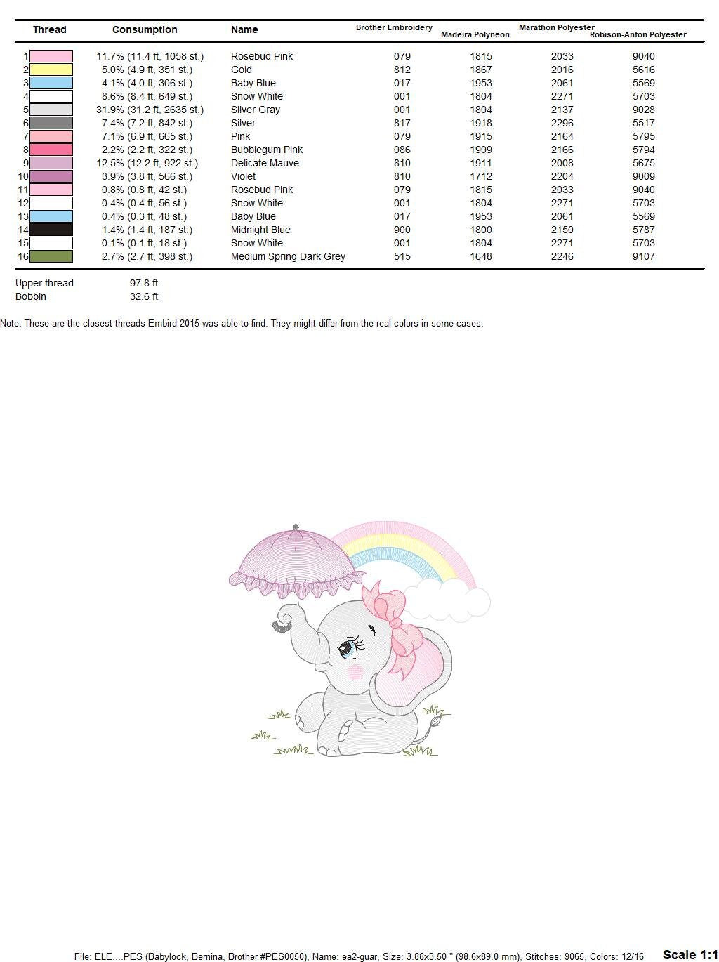Elephant embroidery designs - Animal embroidery design machine embroidery pattern - Baby girl embroidery file - elephant with umbrella - Marcia Embroidery
