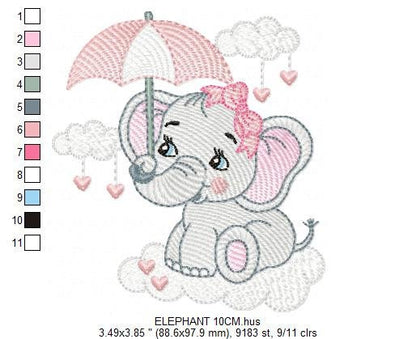 Elephant embroidery designs - Animal embroidery design machine embroidery pattern - Baby girl embroidery file - elephant with umbrella Marcia Embroidery