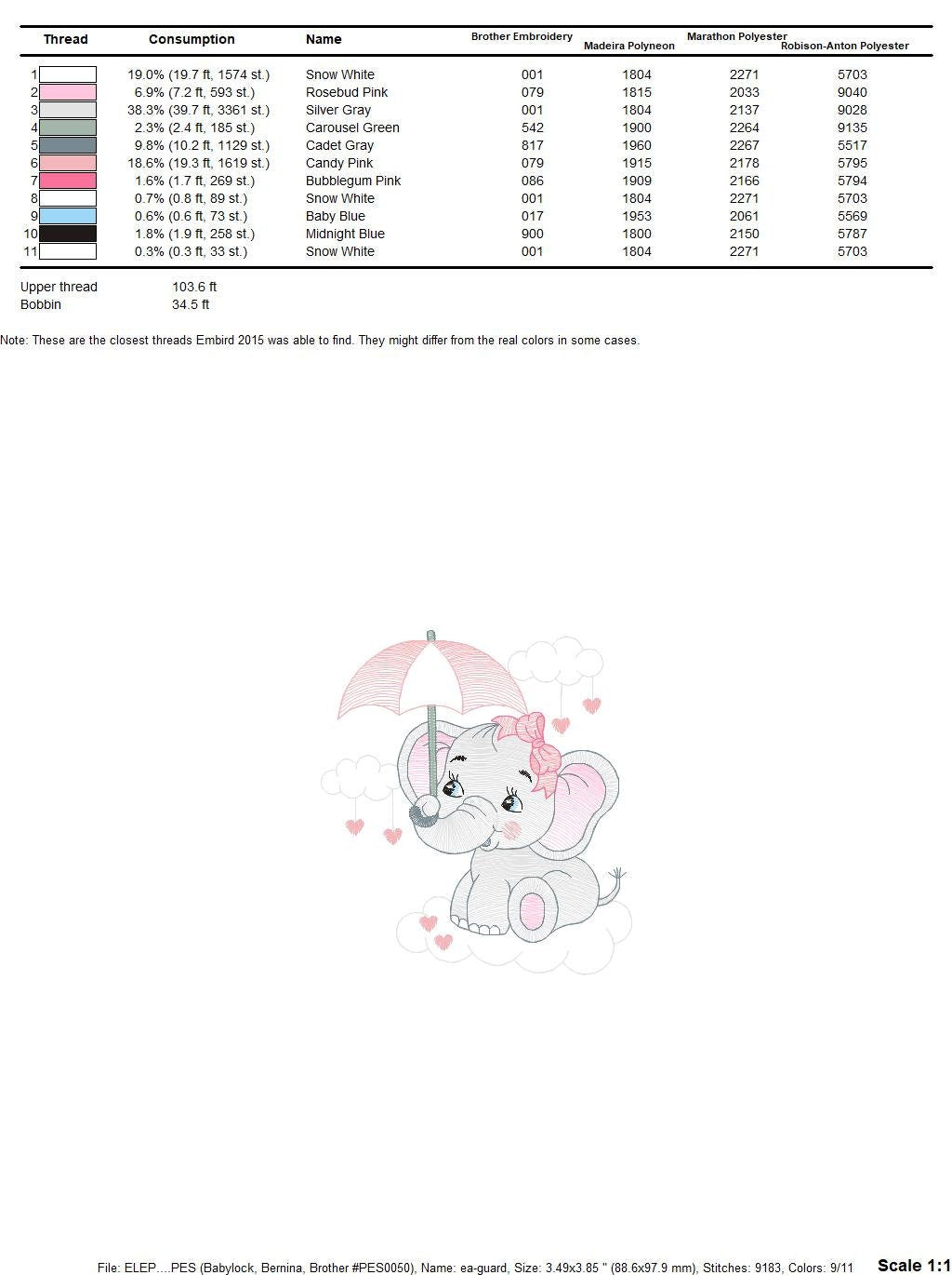 Elephant embroidery designs - Animal embroidery design machine embroidery pattern - Baby girl embroidery file - elephant with umbrella Marcia Embroidery