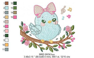 Bird embroidery designs - Birds embroidery design machine embroidery pattern - Spring garden embroidery file - instant download Tea towel