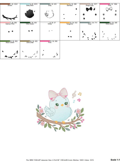 Bird embroidery designs - Birds embroidery design machine embroidery pattern - Spring garden embroidery file - instant download Tea towel