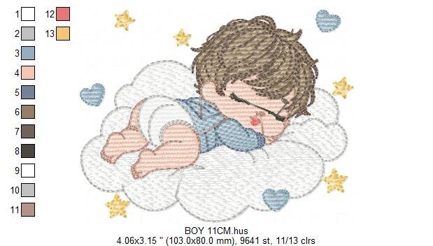 Sleeping baby embroidery design - Baby boy embroidery design machine embroidery pattern - Newborn embroidery file nursery  instant download Marcia Embroidery
