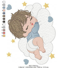 Laden Sie das Bild in den Galerie-Viewer, Sleeping baby embroidery design - Baby boy embroidery design machine embroidery pattern - Newborn embroidery file nursery  instant download
