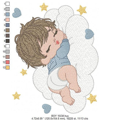 Sleeping baby embroidery design - Baby boy embroidery design machine embroidery pattern - Newborn embroidery file nursery  instant download Marcia Embroidery