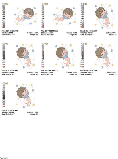 Sleeping baby embroidery design - Baby boy embroidery design machine embroidery pattern - Newborn embroidery file nursery  instant download Marcia Embroidery