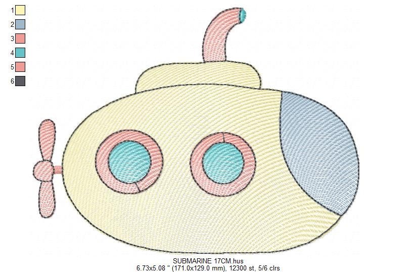Submarine embroidery design - Baby boy embroidery designs machine embroidery pattern - nautical embroidery file - newborn layette nursery Marcia Embroidery