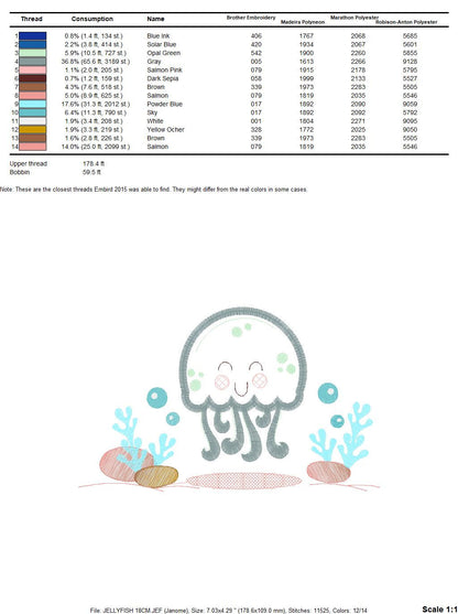 Jellyfish embroidery design - Octopus embroidery designs machine embroidery pattern - Ocean animals embroidery - instant digital download