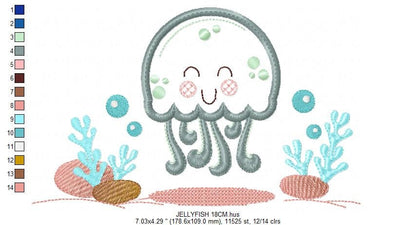 Jellyfish embroidery design - Octopus embroidery designs machine embroidery pattern - Ocean animals embroidery - instant digital download