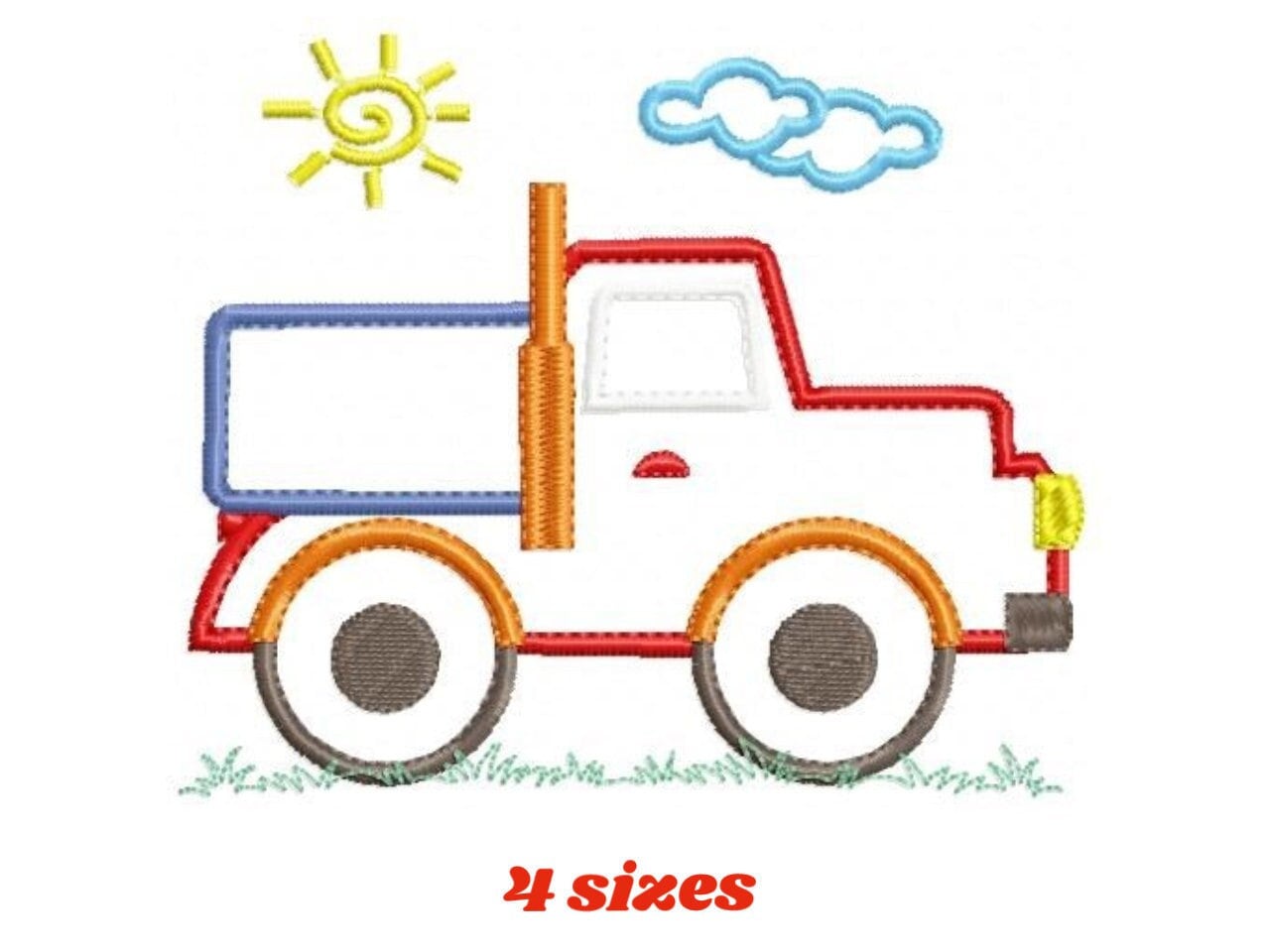 Truck embroidery designs - Vehicle embroidery design machine embroidery pattern - Pickup embroidery file - Truck applique design boy kid