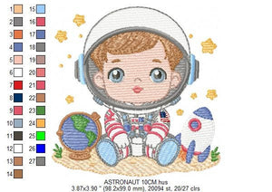 Astronaut embroidery designs - Baby boy embroidery design machine embroidery pattern - instant download - Space embroidery file Star Rocket