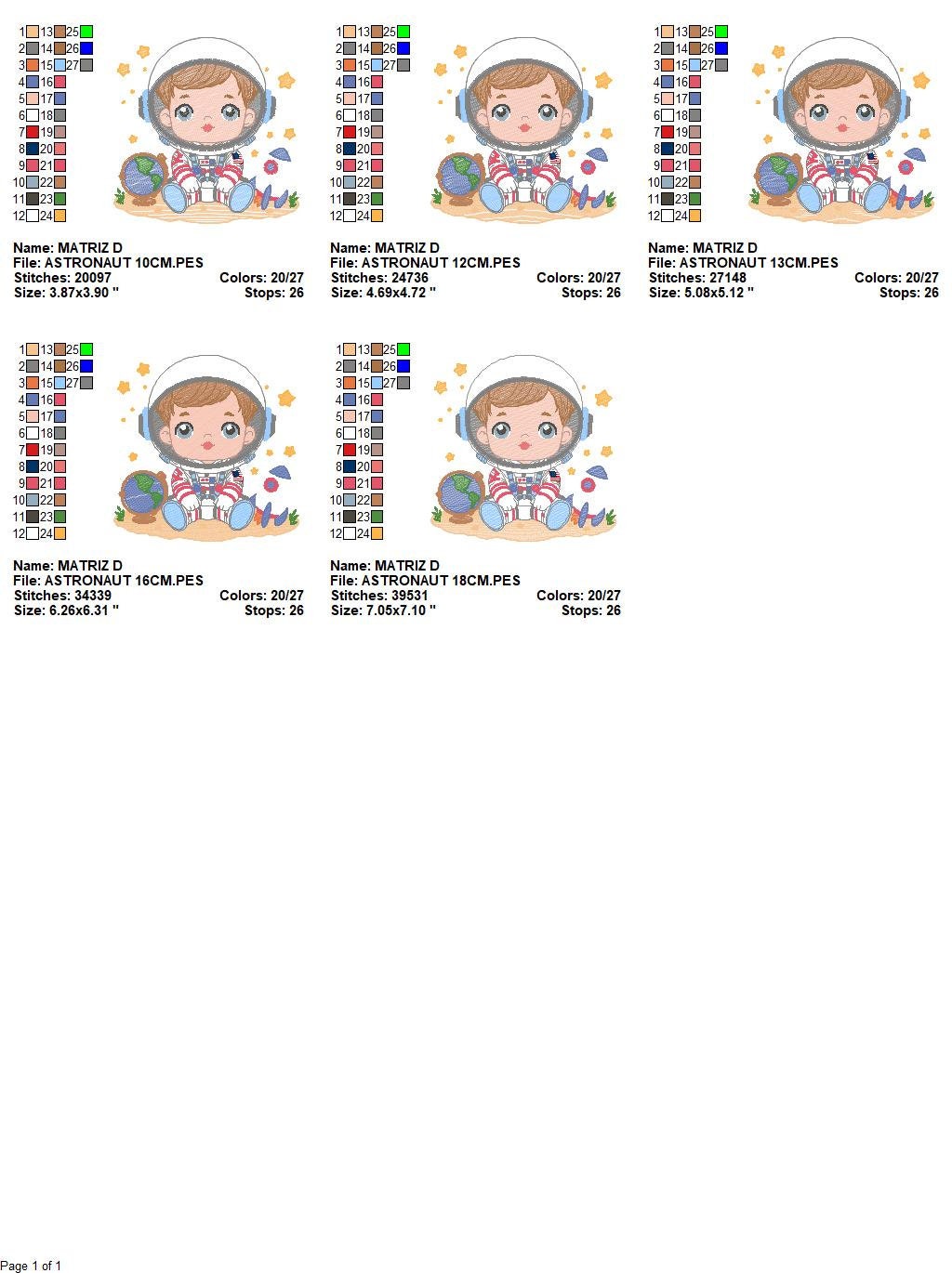 Astronaut with stars embroidery designs - Baby boy with rocket and earth machine embroidery pattern - Instant digital download pes jef dst