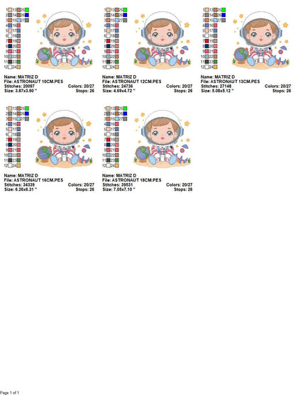 Astronaut with stars embroidery designs - Baby boy with rocket and earth machine embroidery pattern - Instant digital download pes jef dst