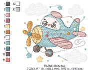 Laden Sie das Bild in den Galerie-Viewer, Plane embroidery designs - Airplane embroidery design machine embroidery pattern - Baby boy embroidery file - sky stars instant download
