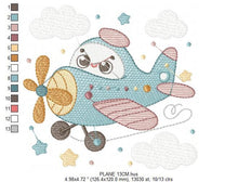 Laden Sie das Bild in den Galerie-Viewer, Plane embroidery designs - Airplane embroidery design machine embroidery pattern - Baby boy embroidery file - sky stars instant download
