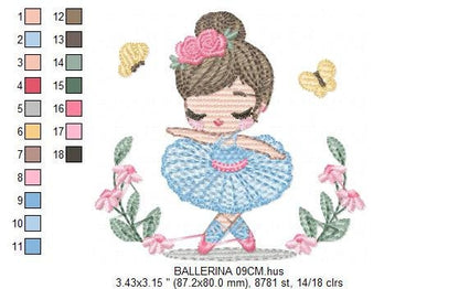 Ballerina embroidery designs - Ballet embroidery design machine embroidery pattern - instant download - Baby girl embroidery digital file