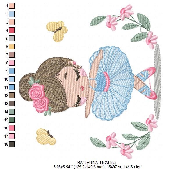 Ballerina embroidery designs - Ballet embroidery design machine embroidery pattern - instant download - Baby girl embroidery digital file