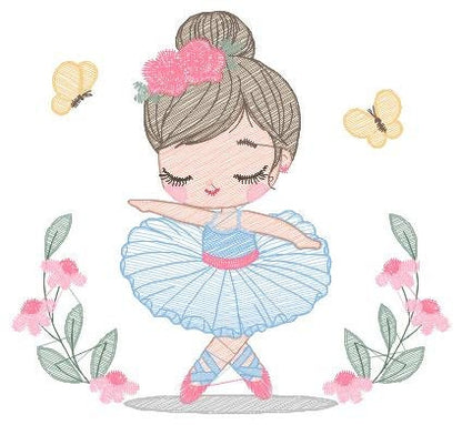 Ballerina embroidery designs - Ballet embroidery design machine embroidery pattern - instant download - Baby girl embroidery digital file