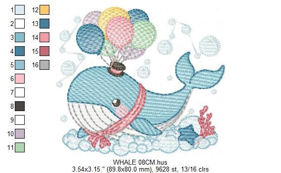 Whale embroidery designs - Fish embroidery design machine embroidery pattern - Ocean embroidery file - sea animal embroidery whale design Marcia Embroidery